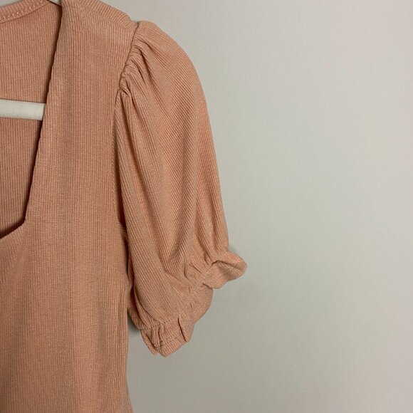 Lulus Square Neck Peplum Hem Ribbed Cropped T Shirt Ruffle Womens Small S - Picture 4 of 8